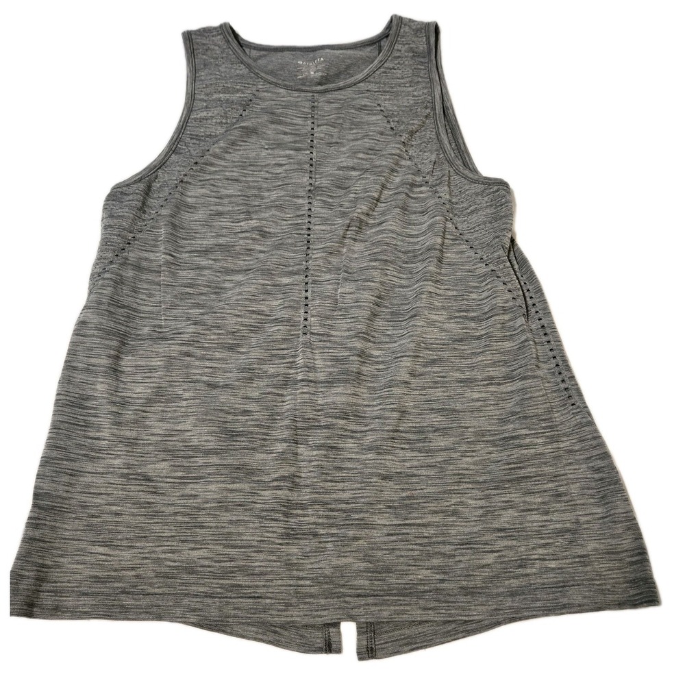 Athleta Foothill Seamless Tank Top Split Open Back Heather Gray Size Medium